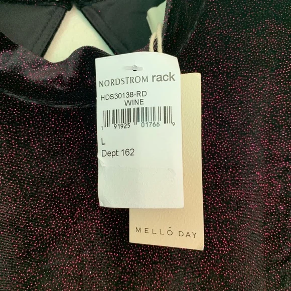 Mello Day Long Sleeve Purple Sparkles Wine Dress L - Picture 4 of 6